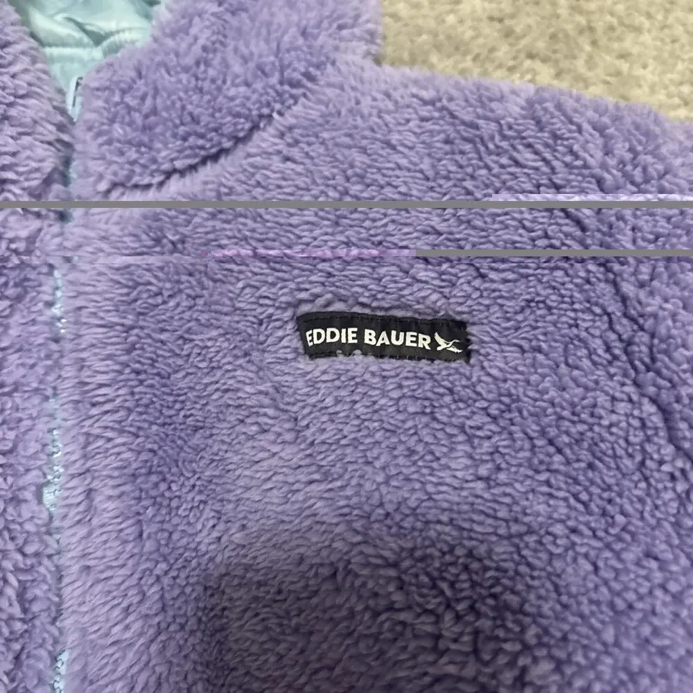 Eddie Bauer Kids Ombre Puffer Jacket L (14/16) Fleece Blue Purple Reversible